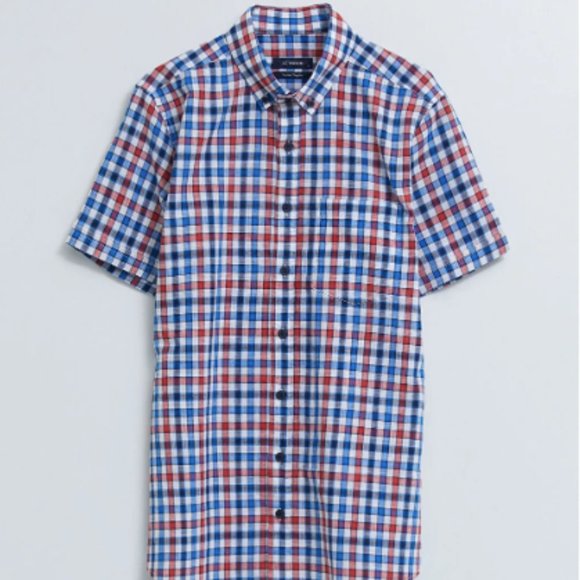 Cabela's Short Sleeve Button Up Plaid Red/White/Blue XXL NWT - Picture 2 of 8